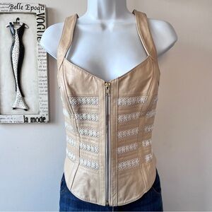 Vintage 90s SHAPE FX Women’s Whimsigoth Leather Bustier Corset Top Crochet Sz 10